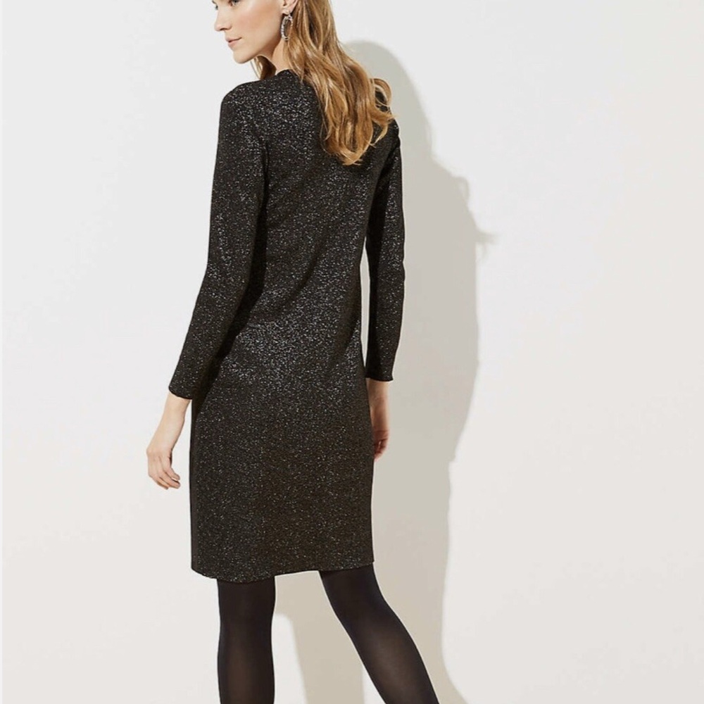 Loft Black and Gold Sparkly Glitterfree Party Sweater Dress Womens Small - Picture 4 of 6